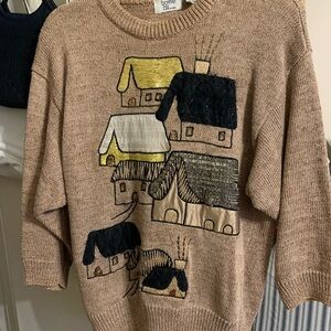 Village Embroidered Sweater - Tan